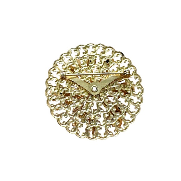 Vintage Mid Century Amber Light Green Prong Set Rhinestone Brooch - Picture 3 of 4